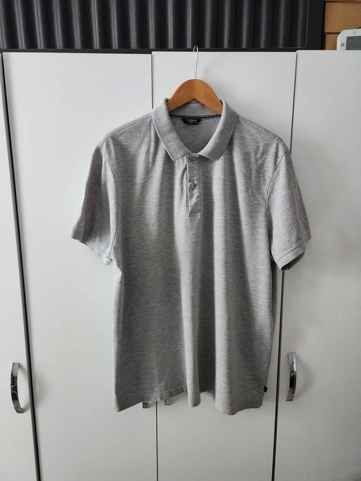 Gri Kısa Kollu Polo Tişört - Görsel 4