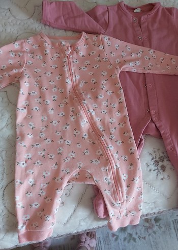 HelloBaby Kız Bebek Pembe Pamuklu Tulum Seti