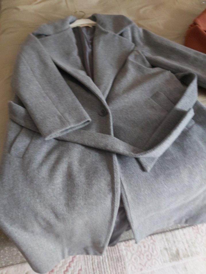 Gri Düz Kesim Uzun Kaban - Görsel 4