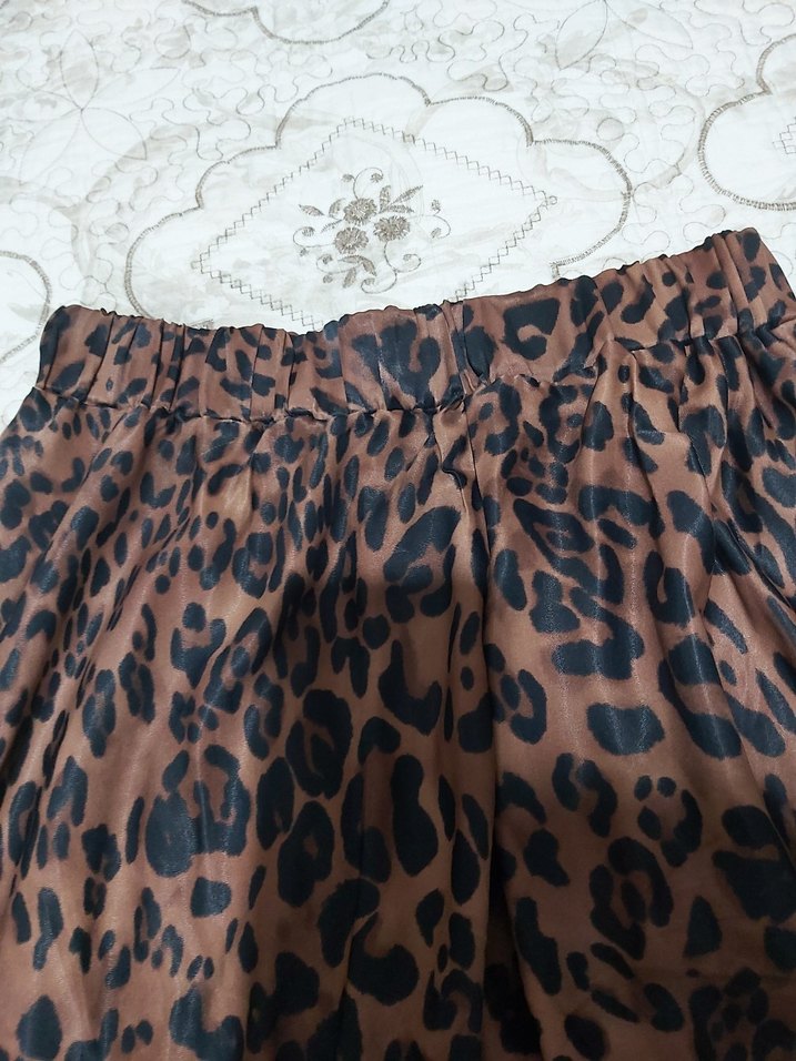 Kahverengi Leopar Desenli Uzun Bohem Etek - Görsel 3