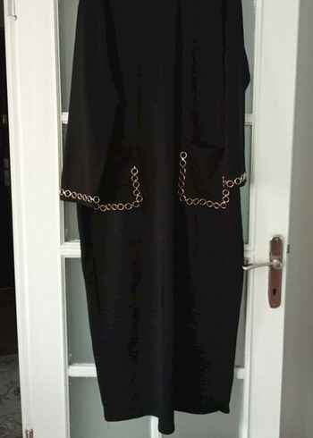 Zincir Detaylı Siyah Uzun Kollu elbise - Görsel 2