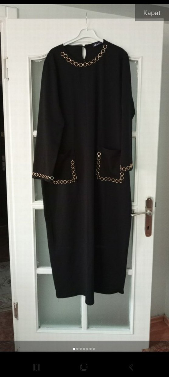Zincir Detaylı Siyah Uzun Kollu elbise - Görsel 2