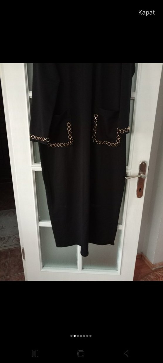 Zincir Detaylı Siyah Uzun Kollu elbise - Görsel 3