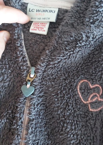 Kız Çocuk Gri Kürklü Nakışlı Sweatshirt - Görsel 4