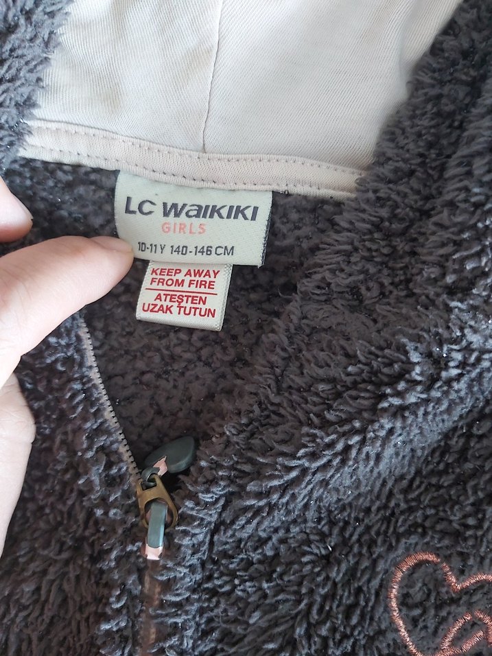 Kız Çocuk Gri Kürklü Nakışlı Sweatshirt - Görsel 5