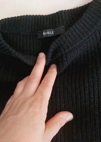 Siyah Örgü Salaş Kadın Kazak - Görsel 2