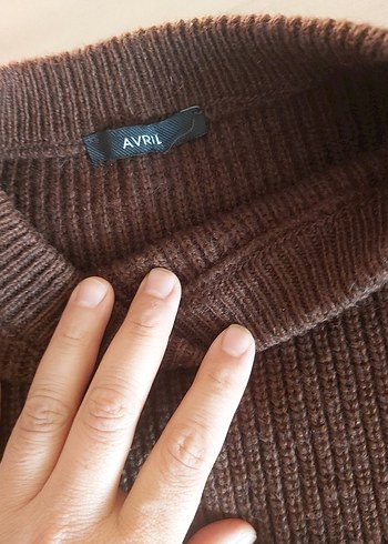 Kahverengi Örgü Kadın Kazak - Görsel 3