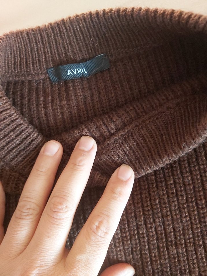 Kahverengi Örgü Kadın Kazak - Görsel 3