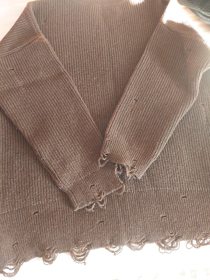 Kahverengi Örgü Kadın Kazak - Görsel 4