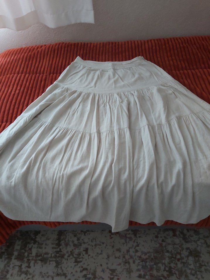 Bej Uzun Keten Etek - Görsel 3