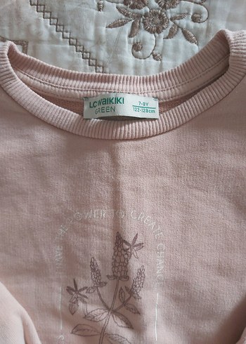 Kızlar için Dantel Detaylı Pembe Sweatshirt - Görsel 3