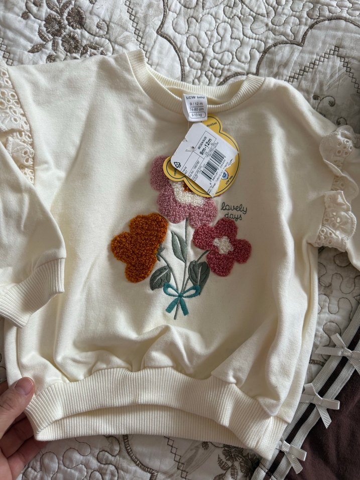 Dantel Detaylı Kahverengi bebek Eşofman Takımı - Görsel 5