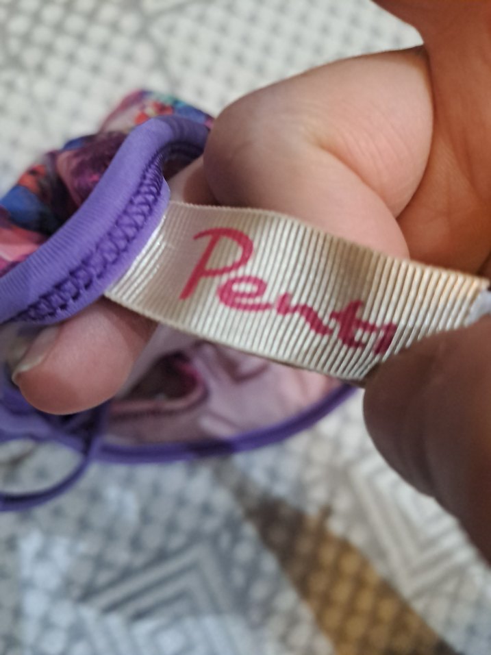 İnce Askılı Mor Batik Desenli Bikini - Görsel 3