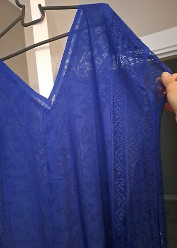 Mavi V Yakalı Salaş Pareo - Görsel 5