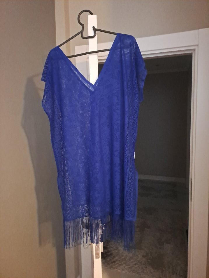 Mavi V Yakalı Salaş Pareo - Görsel 2