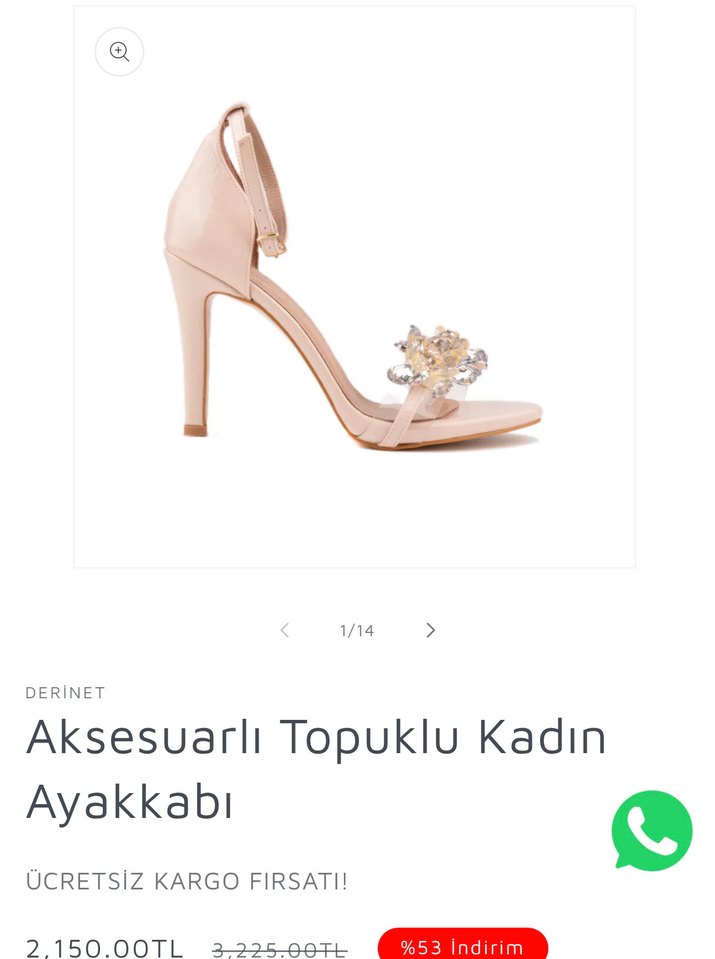 Bej Taşlı Tokalı İnce Topuklu Kadın Ayakkabı - Görsel 4