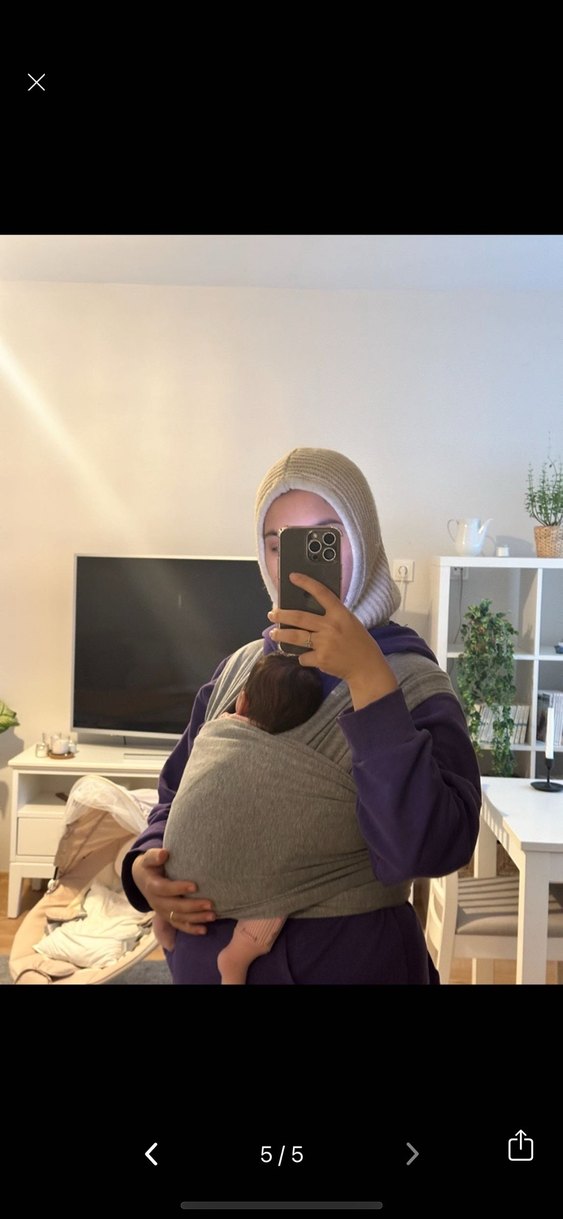 Gri Bebek Taşıma Sling - Görsel 3