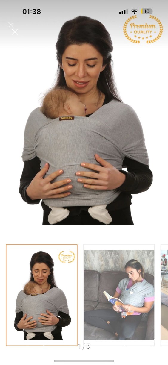 Gri Bebek Taşıma Sling - Görsel 2