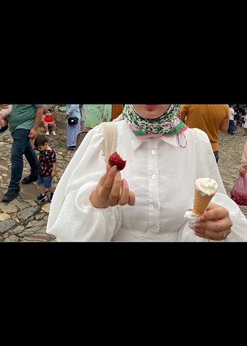 Pamuklu, Uzun, Salaş, Beyaz Elbise - Görsel 4