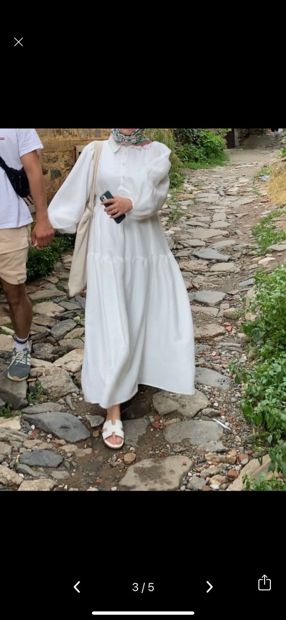 Pamuklu, Uzun, Salaş, Beyaz Elbise - Görsel 3