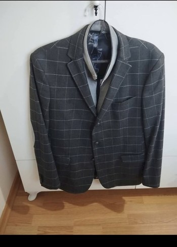 Gri Kareli Erkek Takım Elbise Ceket