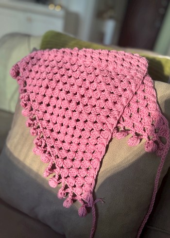Pembe Örgü Bohem Kadın bandana