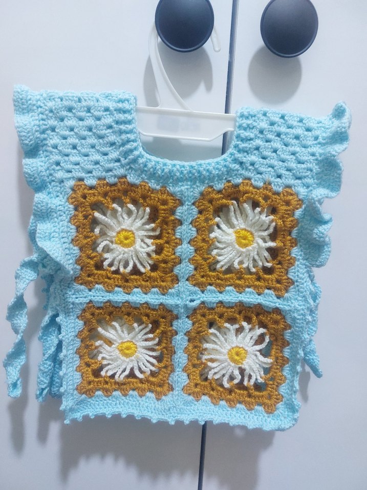 Nakışlı Bohem Kız Çocuk Örme Yelek - Görsel 2