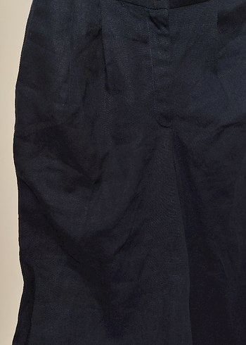 s Beden Lacivert Fit Keten uzun Kadın Pantolon ve üst ikili takım