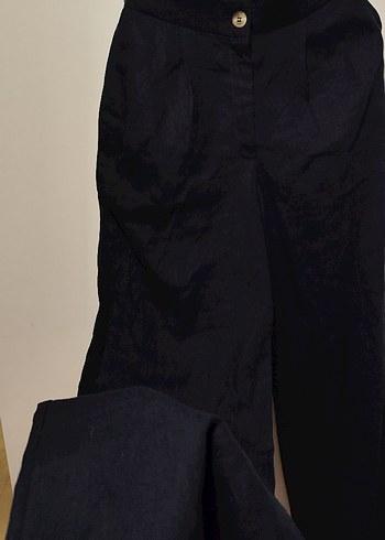 Zara Lacivert Fit Keten uzun Kadın Pantolon ve üst ikili takım
