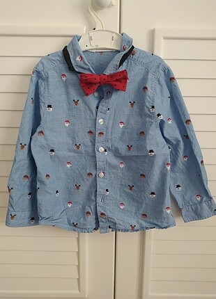 H&M Yılbaşı Temalı Bebek Gömleği+Papyon