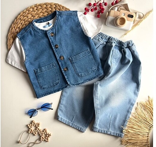 La?ciel Paris Baloon Jean,Yelek,Tşört Takım