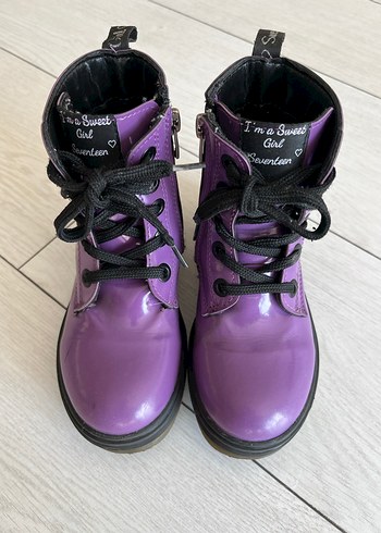 30 Beden mor Renk Kız Çocuk Mor Goth Bağcıklı Botlar