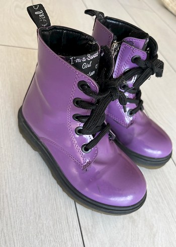 Kız Çocuk Mor Goth Bağcıklı Botlar - Görsel 3