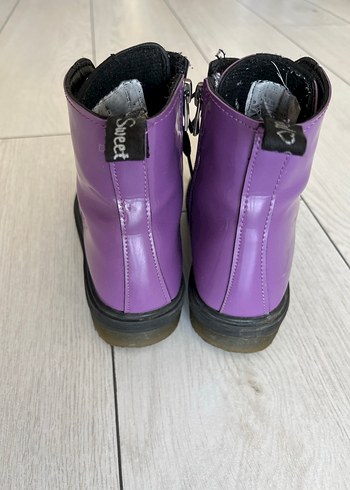 Kız Çocuk Mor Goth Bağcıklı Botlar - Görsel 4