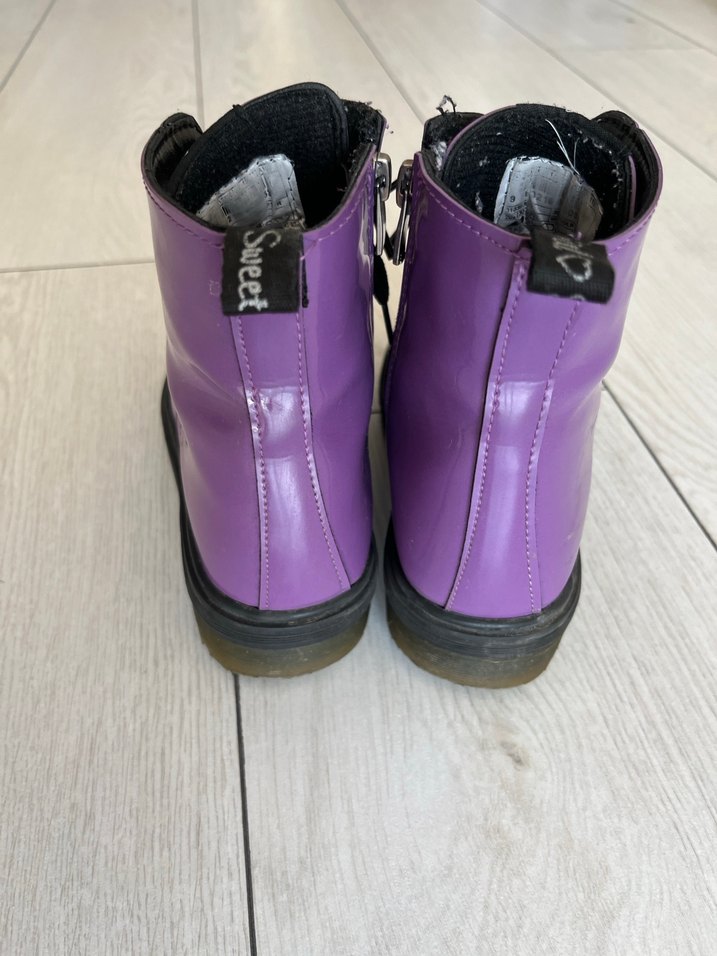 Kız Çocuk Mor Goth Bağcıklı Botlar - Görsel 4