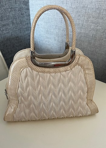 Bej Pliseli Modern Klasik Kadın Çanta - Görsel 12