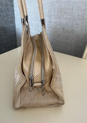 Bej Pliseli Modern Klasik Kadın Çanta - Görsel 9