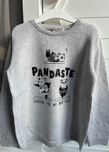 Gri Kız Çocuk Pandaste Baskılı Sweatshirt - Görsel 2