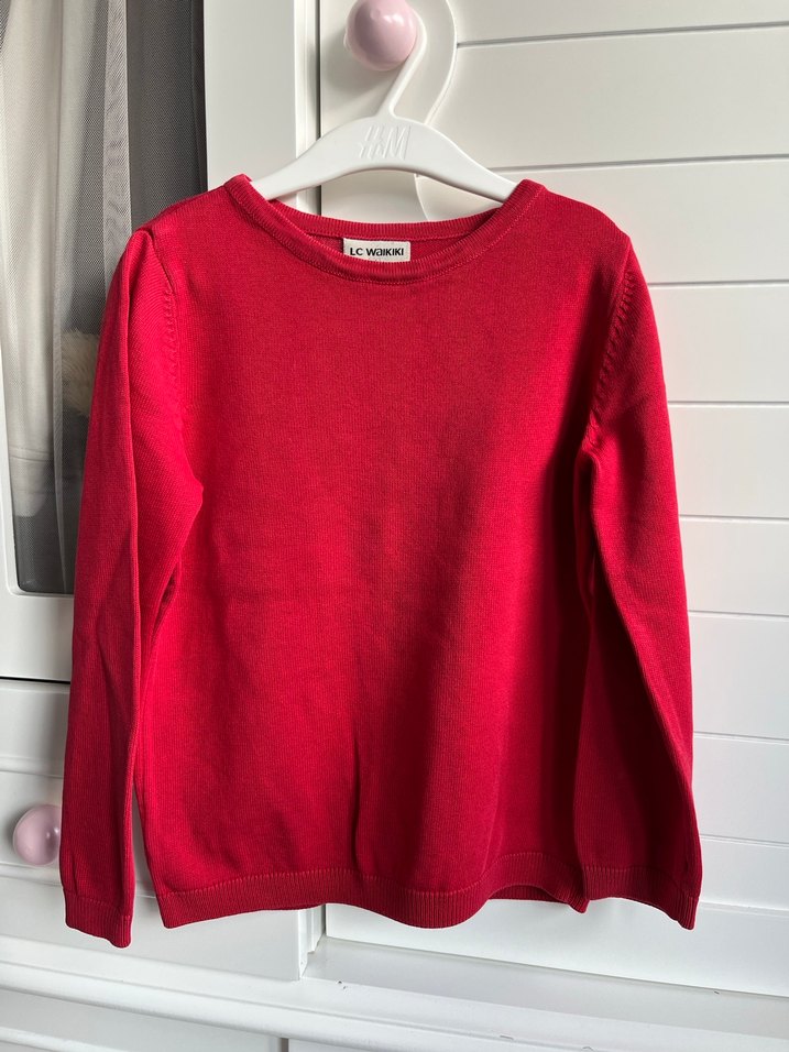 Kırmızı çocuk triko Kazak - Görsel 2