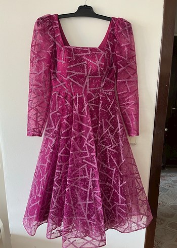 Mor Uzun Abiye Elbise - Görsel 5