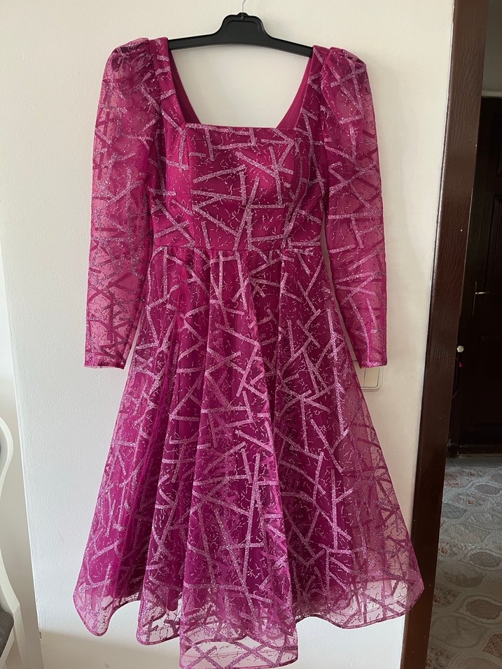 Mor Uzun Abiye Elbise - Görsel 5