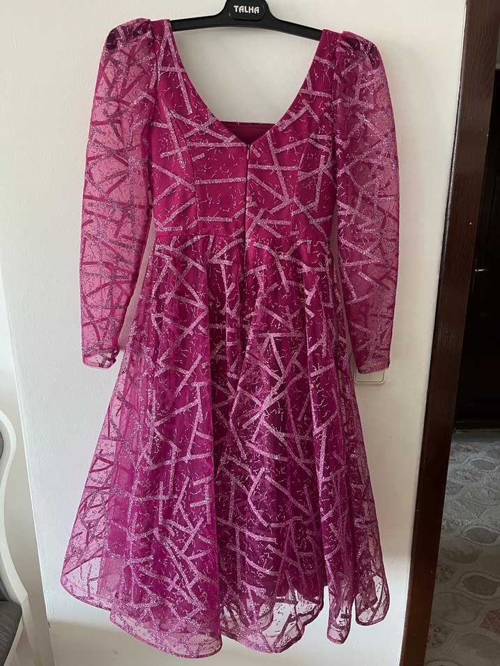 Mor Uzun Abiye Elbise - Görsel 3