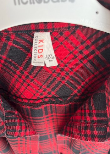 Kız Çocuk Kırmızı Ekose Düğmeli Gömlek - Görsel 4