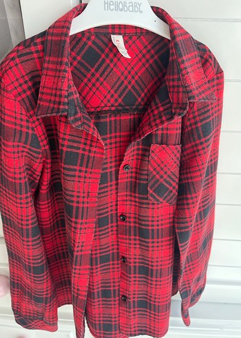 Kız Çocuk Kırmızı Ekose Düğmeli Gömlek - Görsel 6