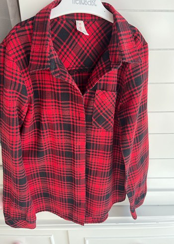 Kız Çocuk Kırmızı Ekose Düğmeli Gömlek - Görsel 2