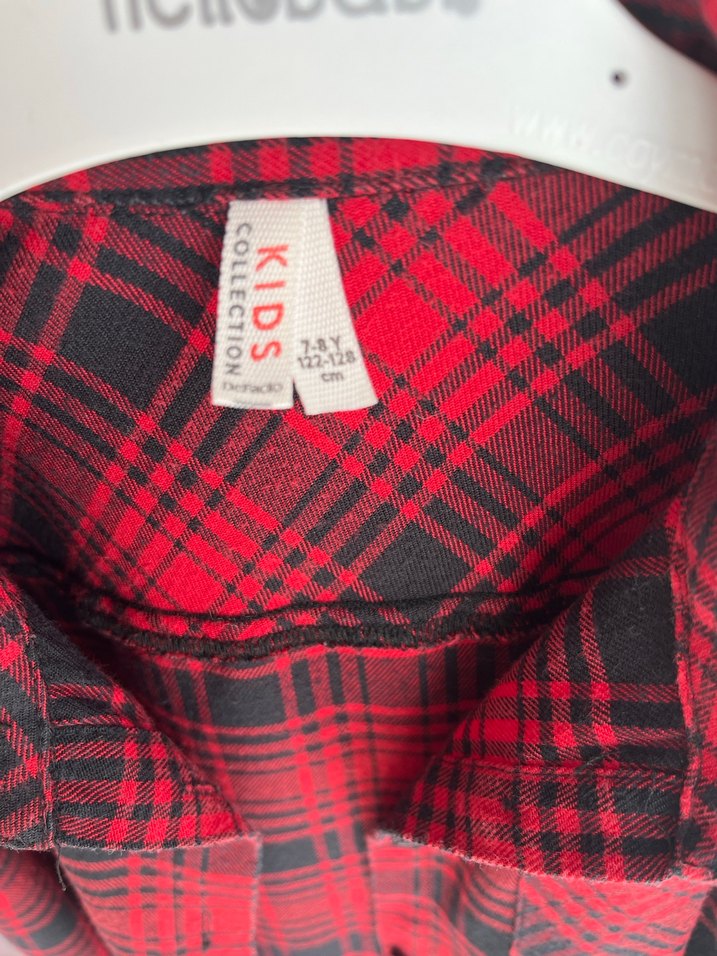 Kız Çocuk Kırmızı Ekose Düğmeli Gömlek - Görsel 4