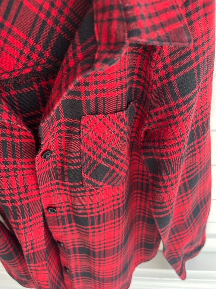 Kız Çocuk Kırmızı Ekose Düğmeli Gömlek - Görsel 3