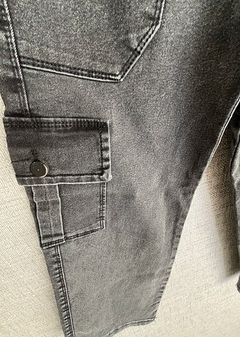 Gri Bol Kesim kargo kız çocuk Kot Pantolon - Görsel 7