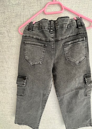 Gri Bol Kesim kargo kız çocuk Kot Pantolon - Görsel 4