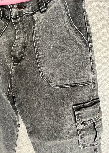 Gri Bol Kesim kargo kız çocuk Kot Pantolon - Görsel 8